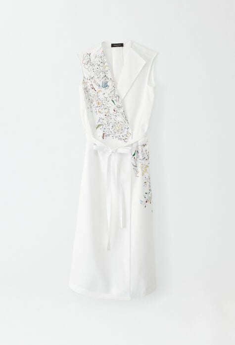 Fabiana Filippi Poplin dress with embroidery, white ABD274F487H4720000