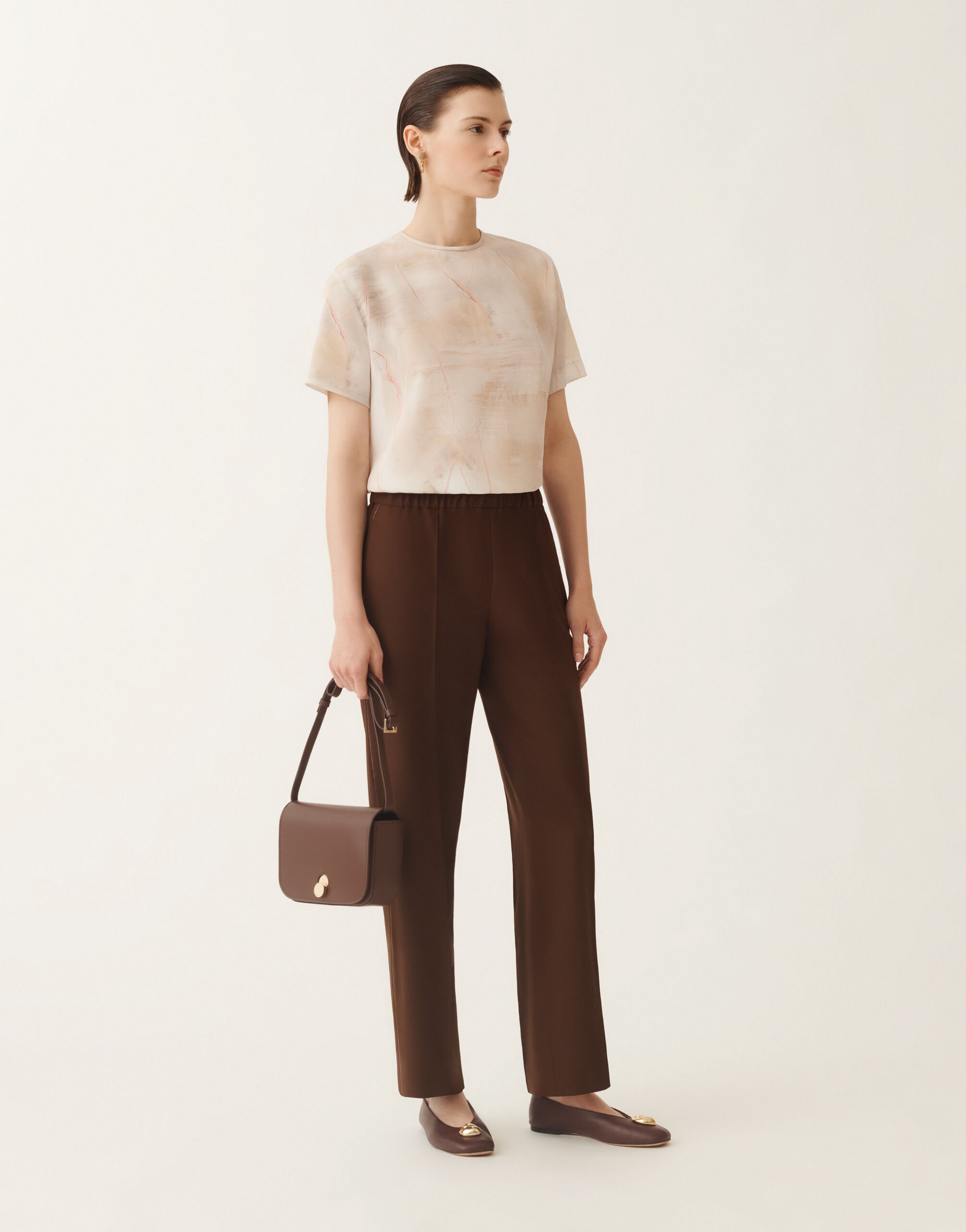 Fabiana Filippi Hose Gubbio aus kühler Wolle, Ebenholz Beige PAD215F322L5230000