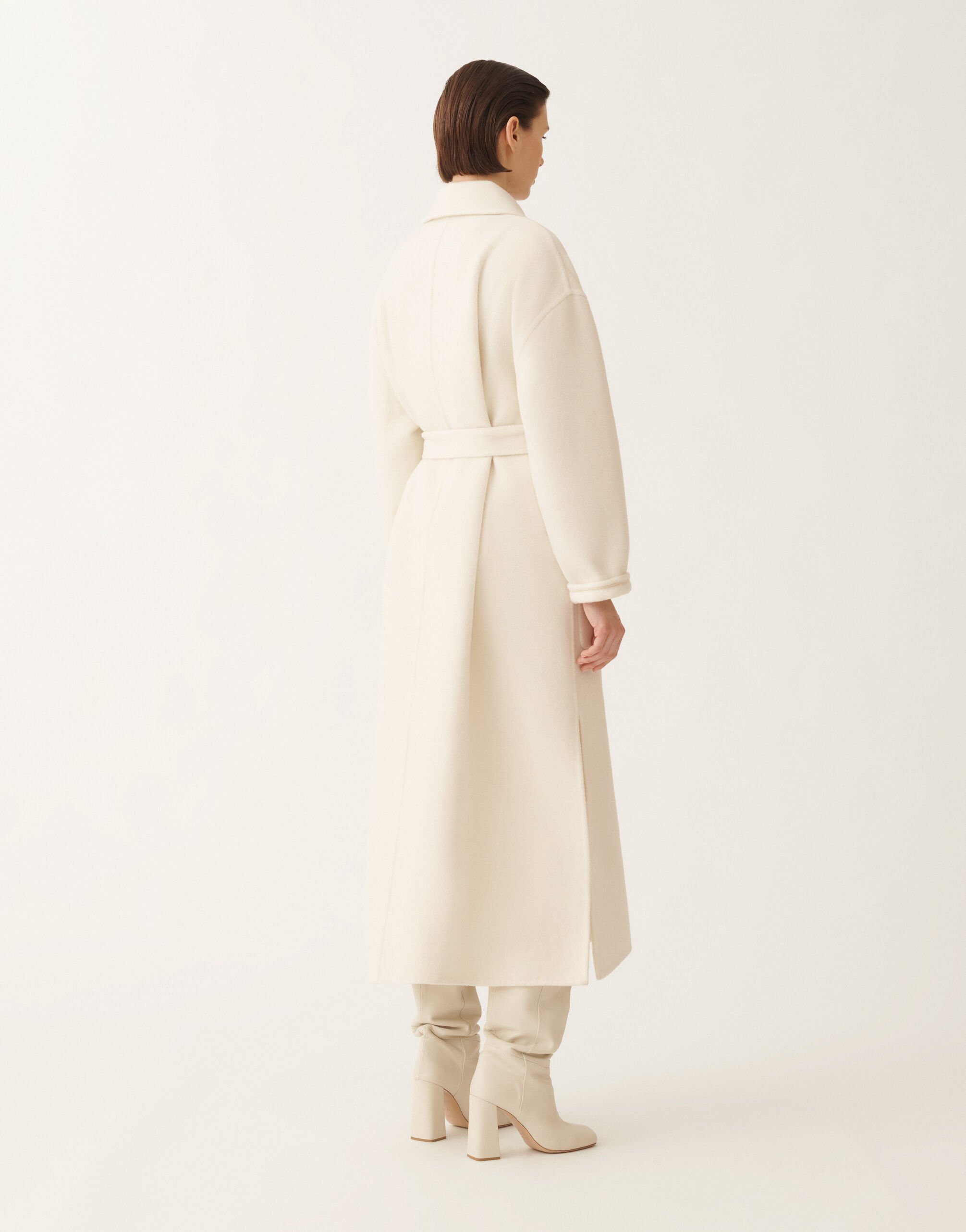 Fabiana Filippi Double-faced soft wool and cashmere coat, butter White CTD225F680D9060000