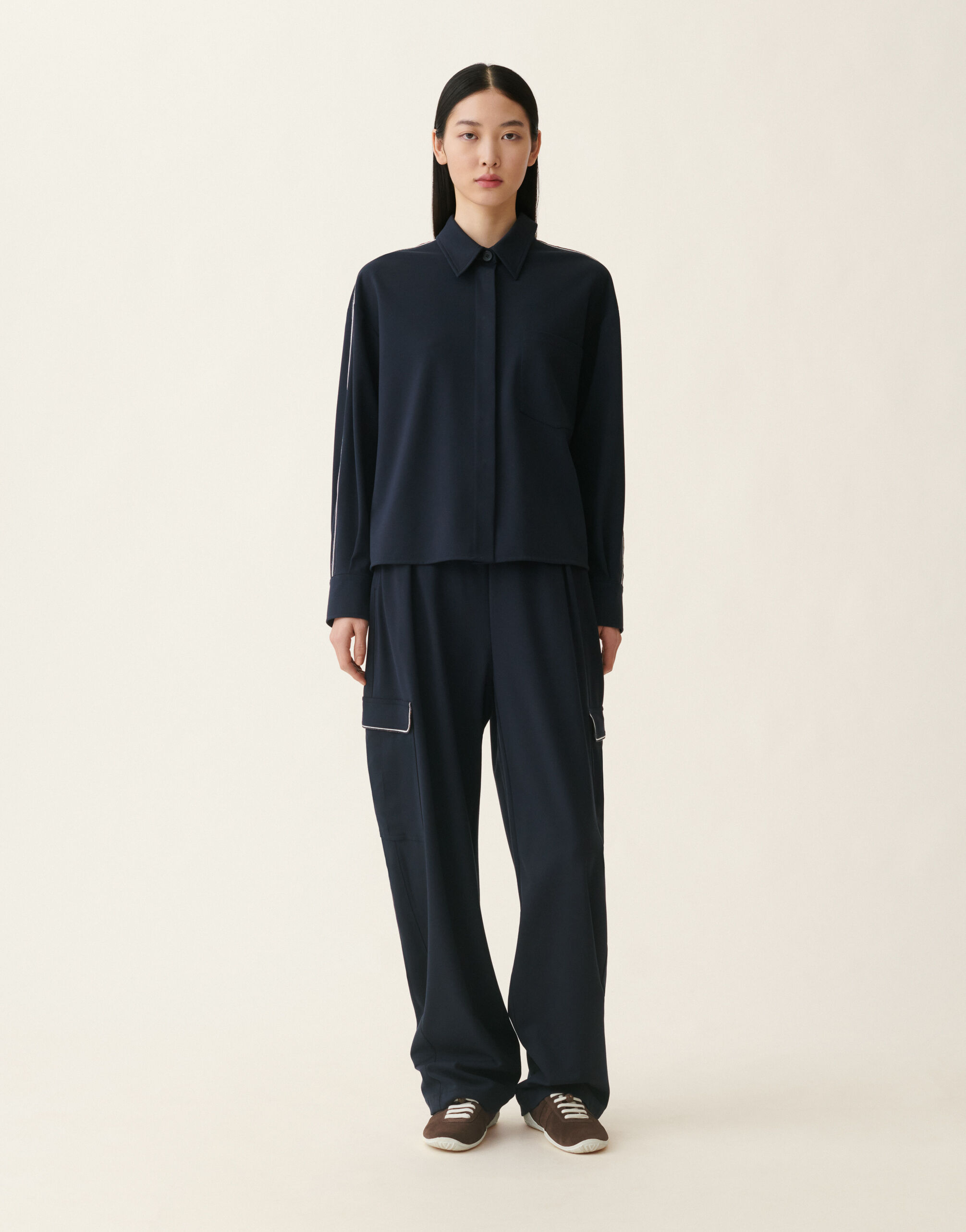 Fabiana Filippi Veste cropped en jersey point Milano, bleu nuit Bleu nuit GCD216F261M3100000