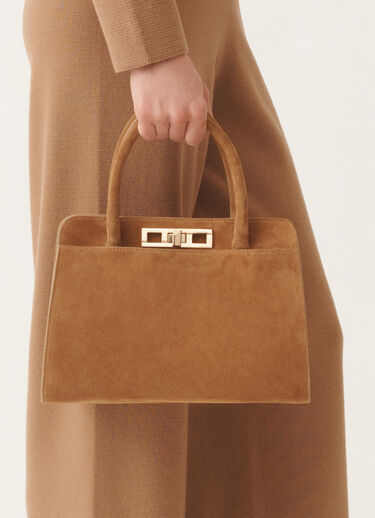 Fabiana Filippi Mittlere Handtasche aus Wildleder, weidenfarben Braun BGD215A852L8070000
