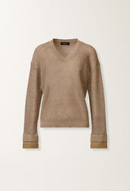 Fabiana Filippi Pull en coton biologique avec viscose lumineuse, taupe BOUE MAD276F481M1560000