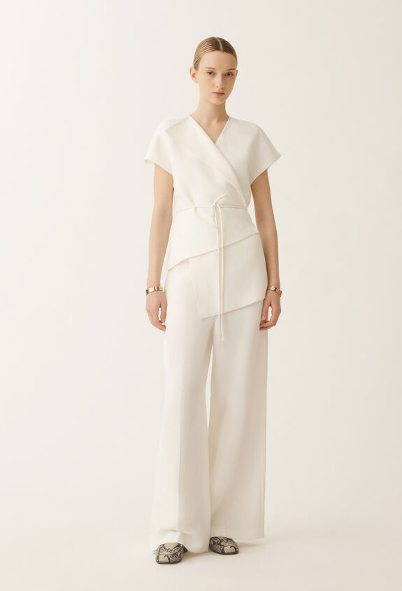 Fabiana Filippi Linen and viscose wrap top, white WHITE TPD275F731D5440000