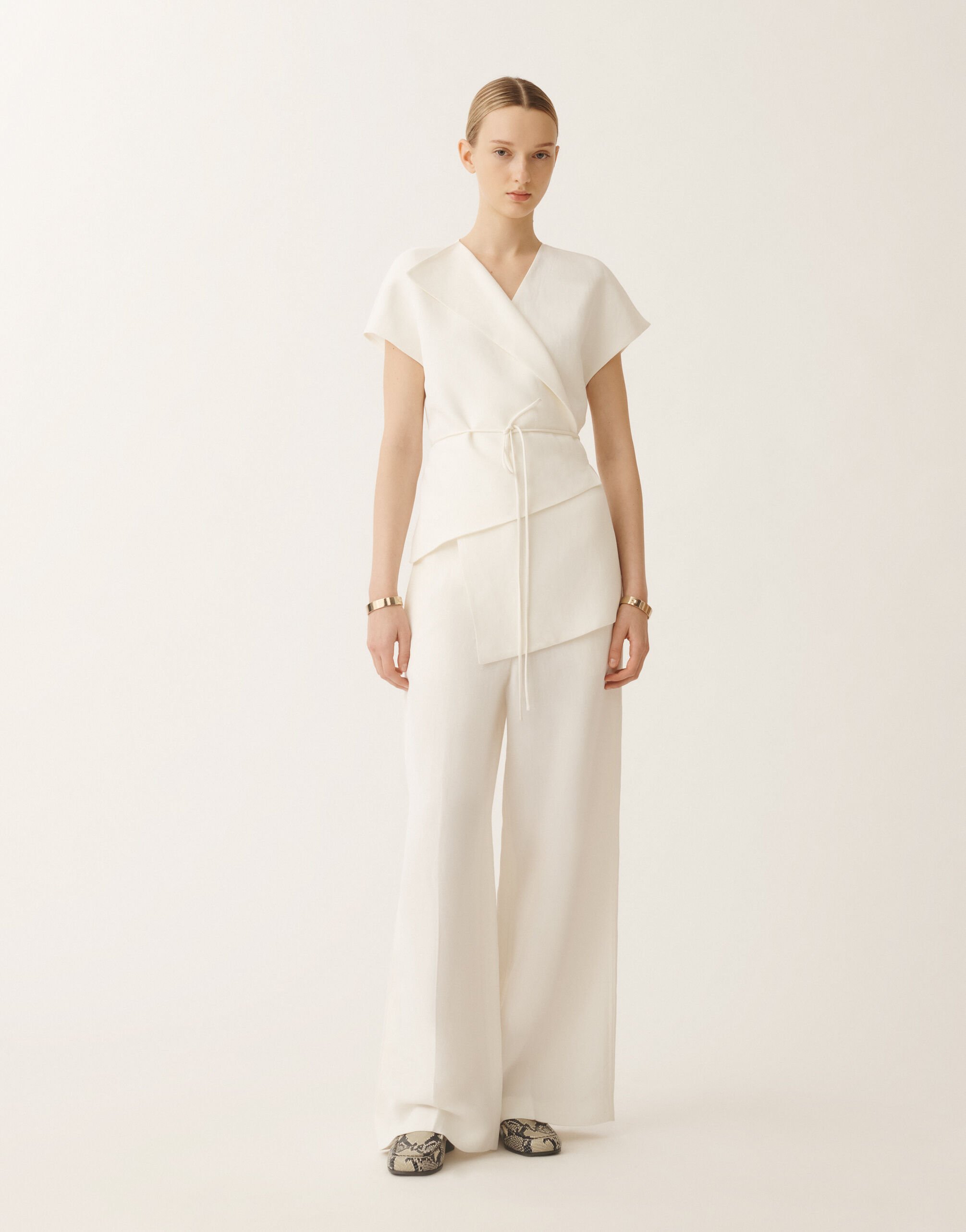 Fabiana Filippi Wickeltop aus Leinen und Viskose, weiß WEISS TPD275F731D5440000