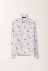 Fabiana Filippi Georgette T-shirt with painted botanical print, mauve LAVENDER CAD275F233L3630000