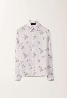 Fabiana Filippi T-shirt in georgette stampa botanical picta, malva MALVA CAD275F233L3630000
