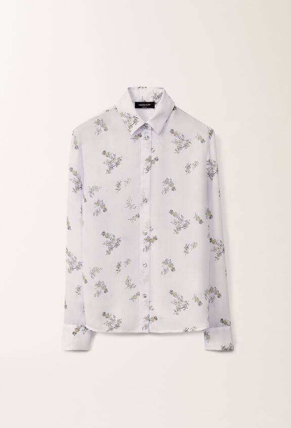 Fabiana Filippi Georgette T-shirt with painted botanical print, mauve LAVENDER CAD275F233L3630000