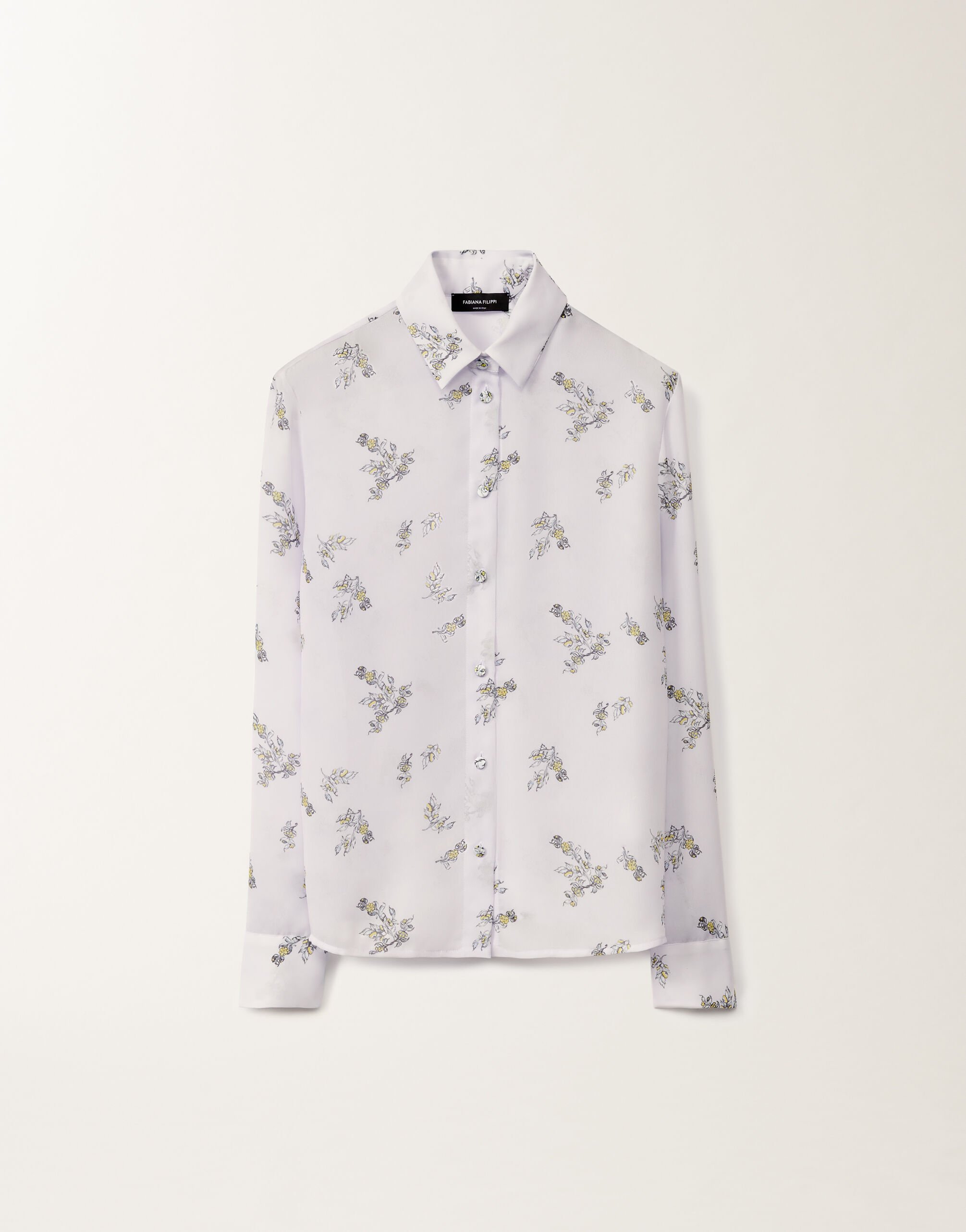 Fabiana Filippi Georgette T-shirt with painted botanical print, mauve LAVENDER CAD275F233L3630000