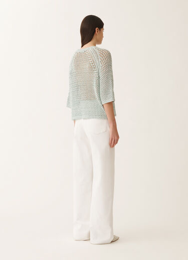 Fabiana Filippi Cotton mesh cape, white and aqua green WHITE/AQUAGREEN MAD275F117L3830000