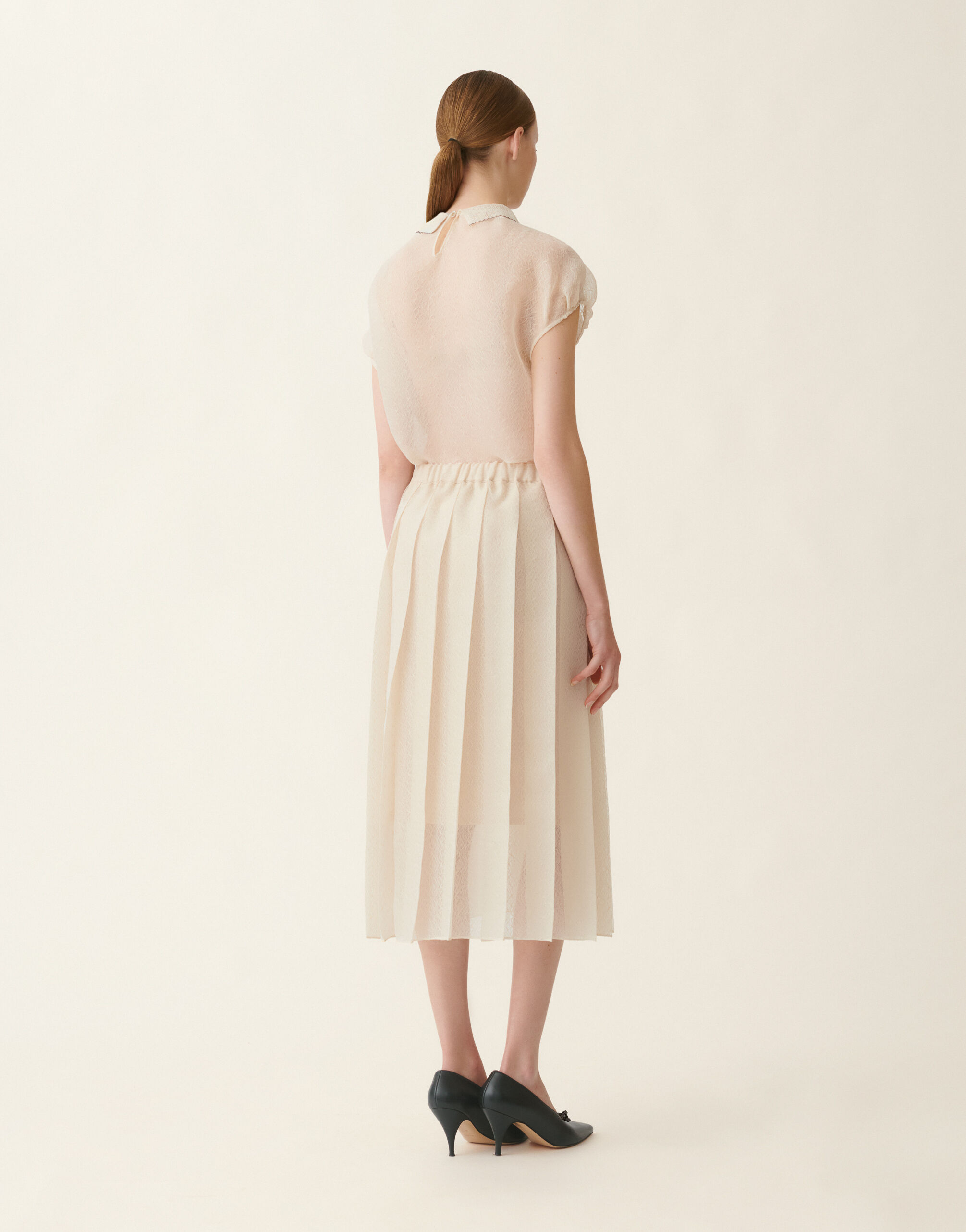 Fabiana Filippi Jupe midi en organza, beurre Beurre GND216F345M3120000