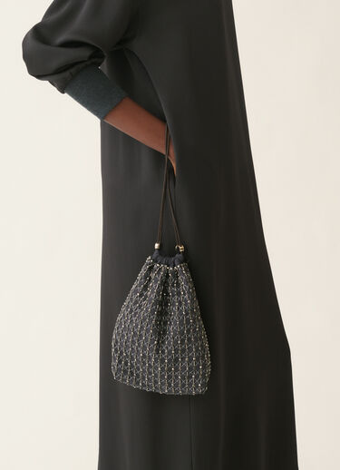 Moonlight embroidered pouch, charcoal Fabiana Filippi Moonlight embroidered pouch, charcoal Charcoal BGD226A946M4400000