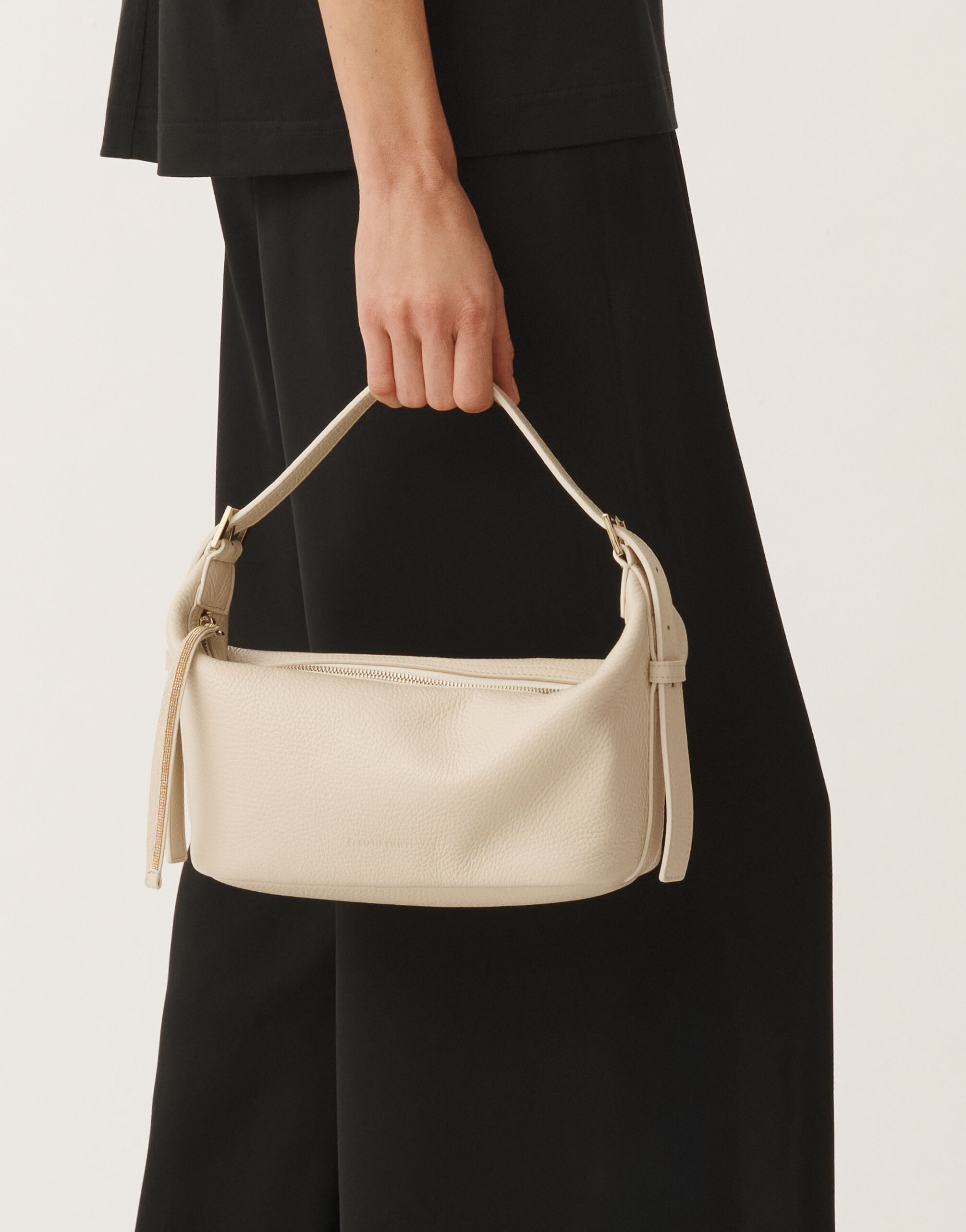 Fabiana Filippi Grained leather mini hobo bag, vanilla VANILLA BGD275A081L4270000
