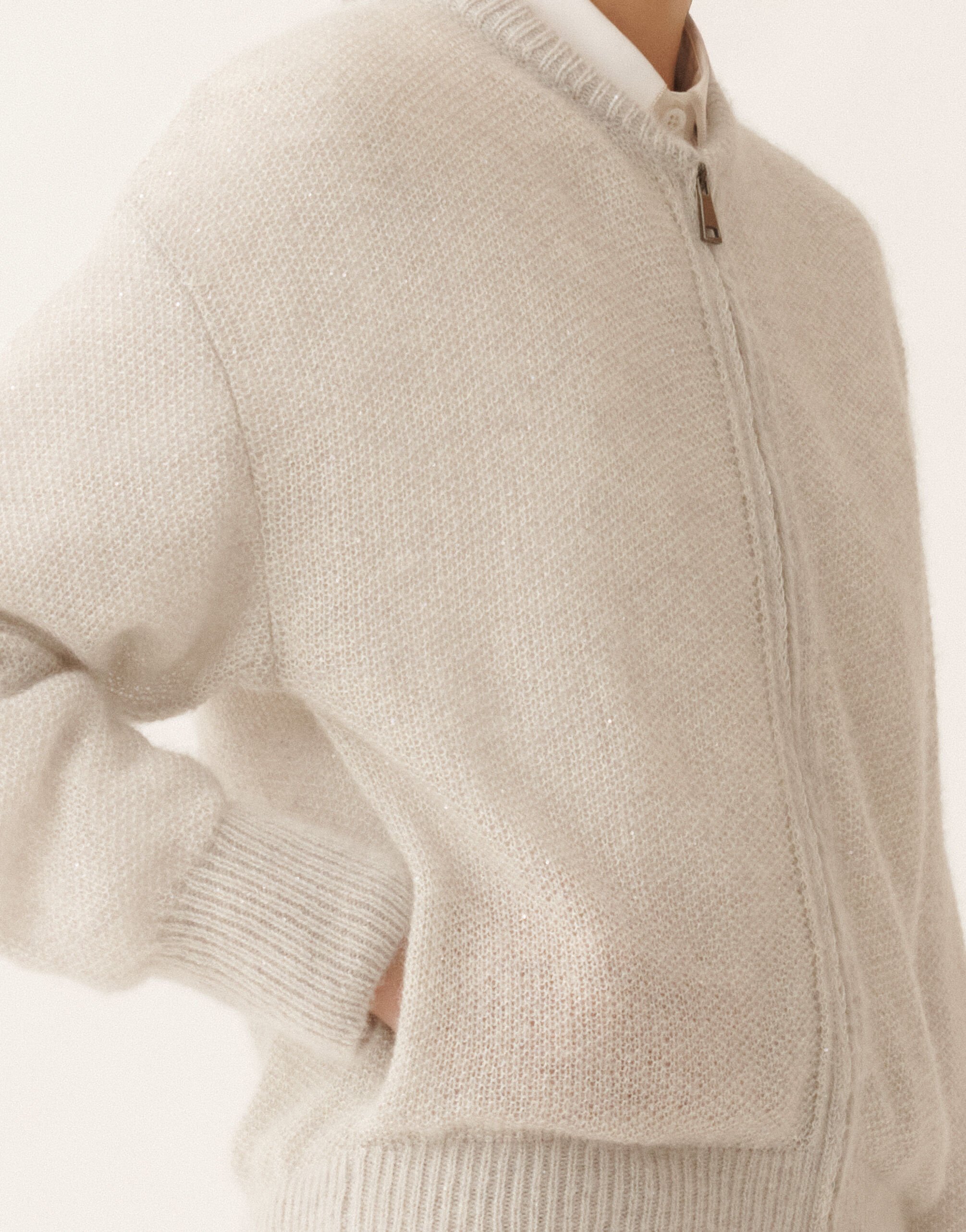 Mohair bomber with sequins, gravel Fabiana Filippi Mohair bomber with sequins, gravel Gray MAD266F203L7950000