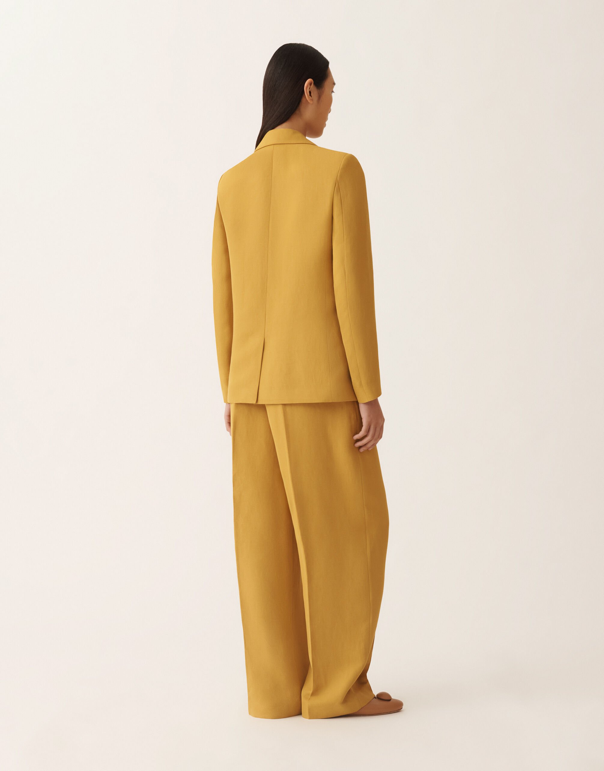 Fabiana Filippi Übergroße Jacke aus fließendem Leinen und Viskose, Senf SENF GCD276F218M1480000