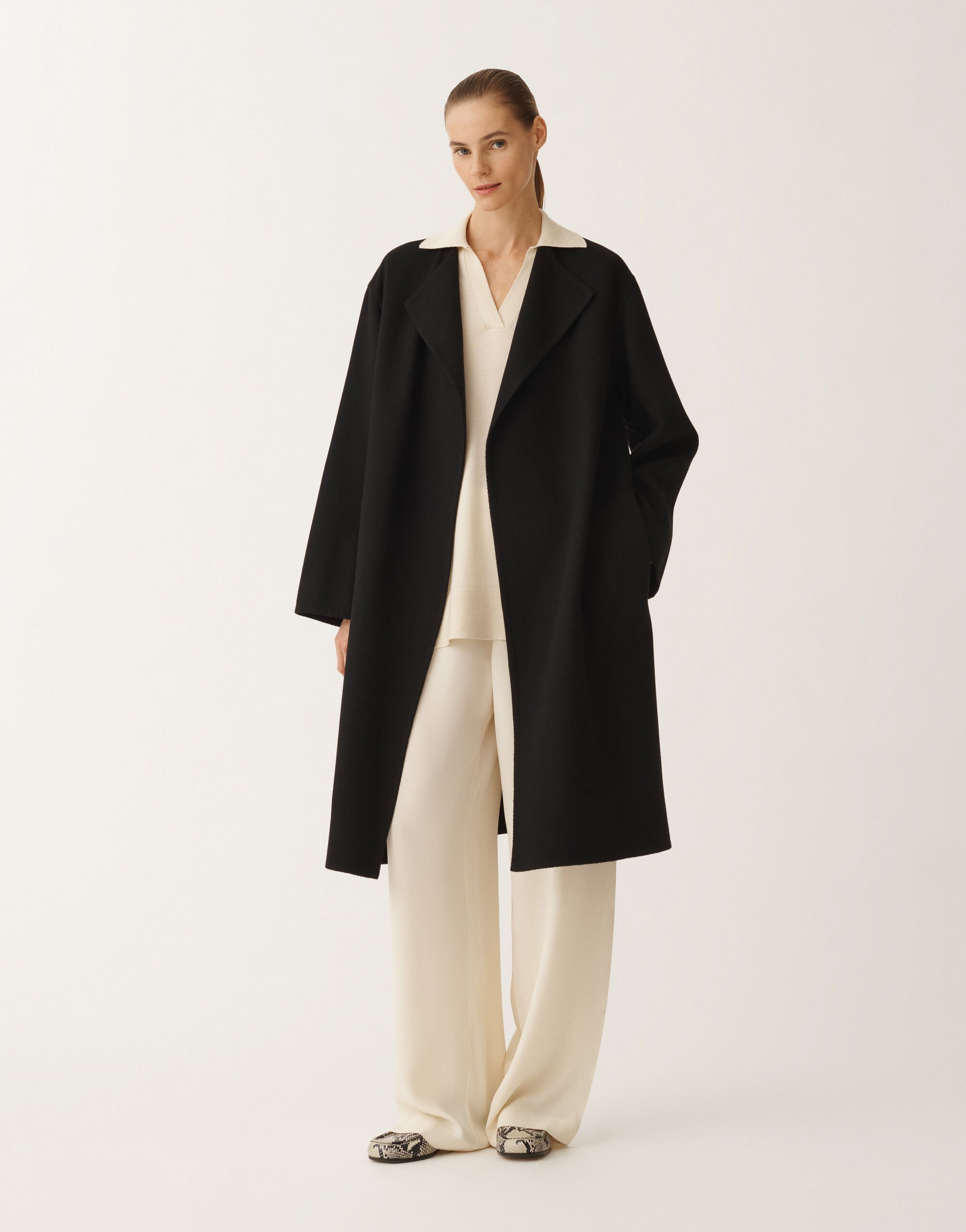 Fabiana Filippi Double wool coat, black BLACK CTD265F243D8040000