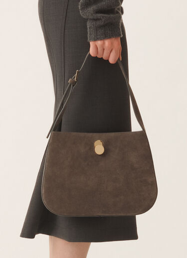 Fabiana Filippi Small Eclissi hobo bag in suede, smoke Grey BGD225A858L8070000