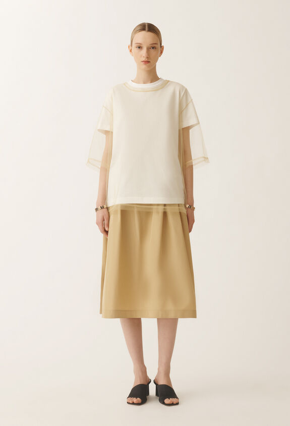 Fabiana Filippi T-shirt in jersey e tulle, oro GIALLO JED265F116L2490000