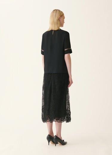 Short-sleeve crêpe de chine top, black Fabiana Filippi Short-sleeve crêpe de chine top, black Black TPD226F289L7750000