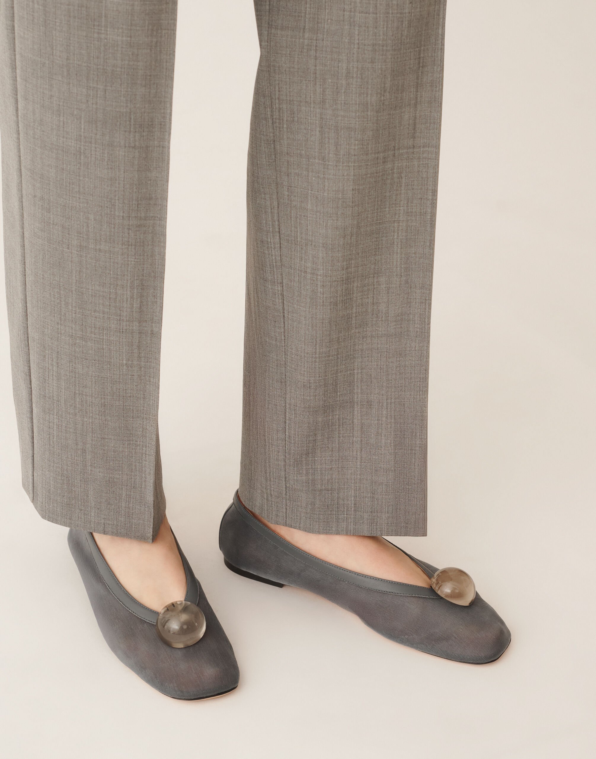 Ballerina flat in mesh, gray Fabiana Filippi Ballerina flat in mesh, gray Gray ASD266A850M0190000