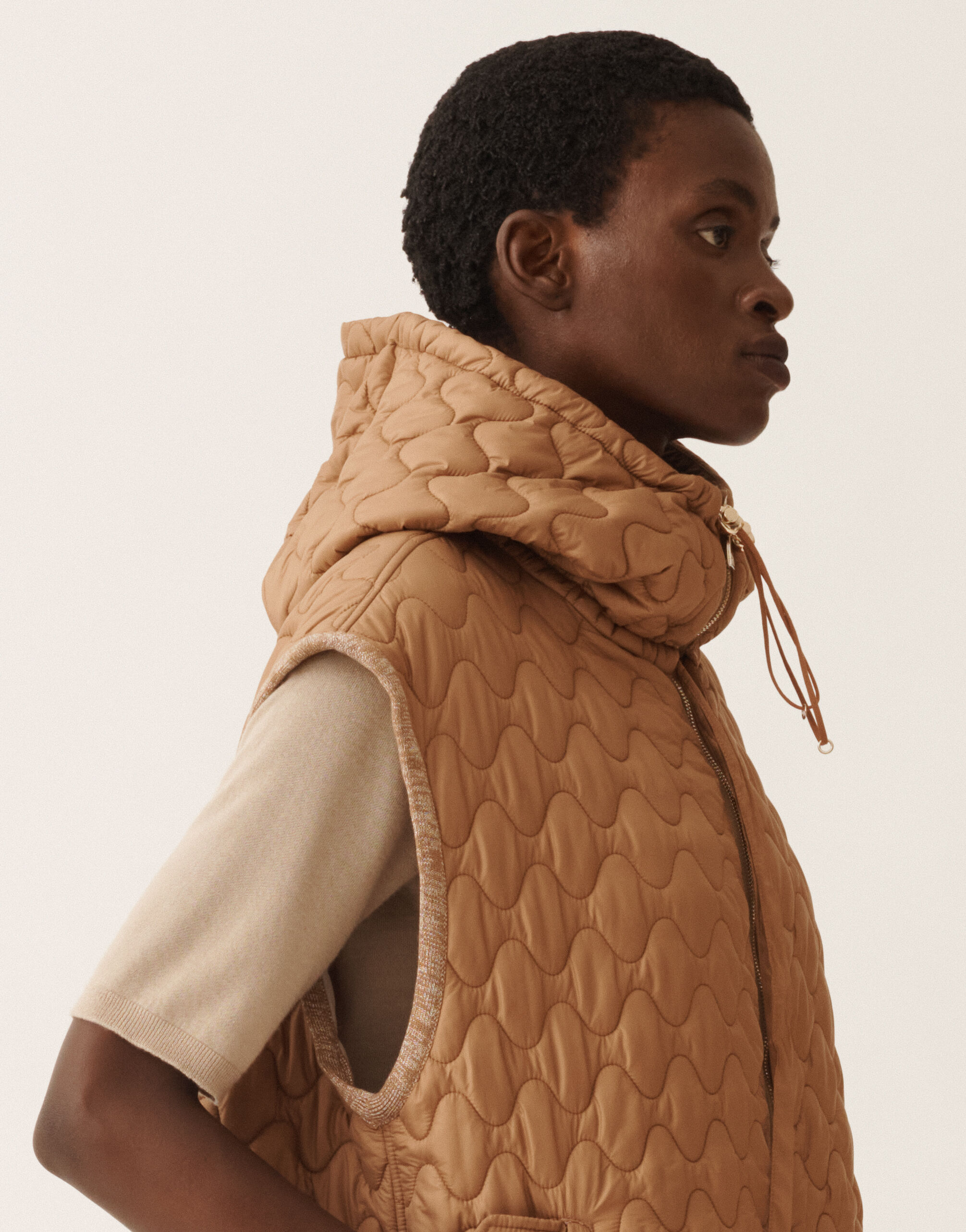 Fabiana Filippi Gilet lungo in tecnico trapuntato, vimini MARRONE CTD215F256L5590000