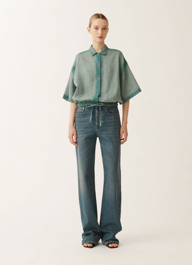 Fabiana Filippi Chemise en toile de lin avec dégradé, bleu pétrole TURQUOISE GCD275F592L3780000