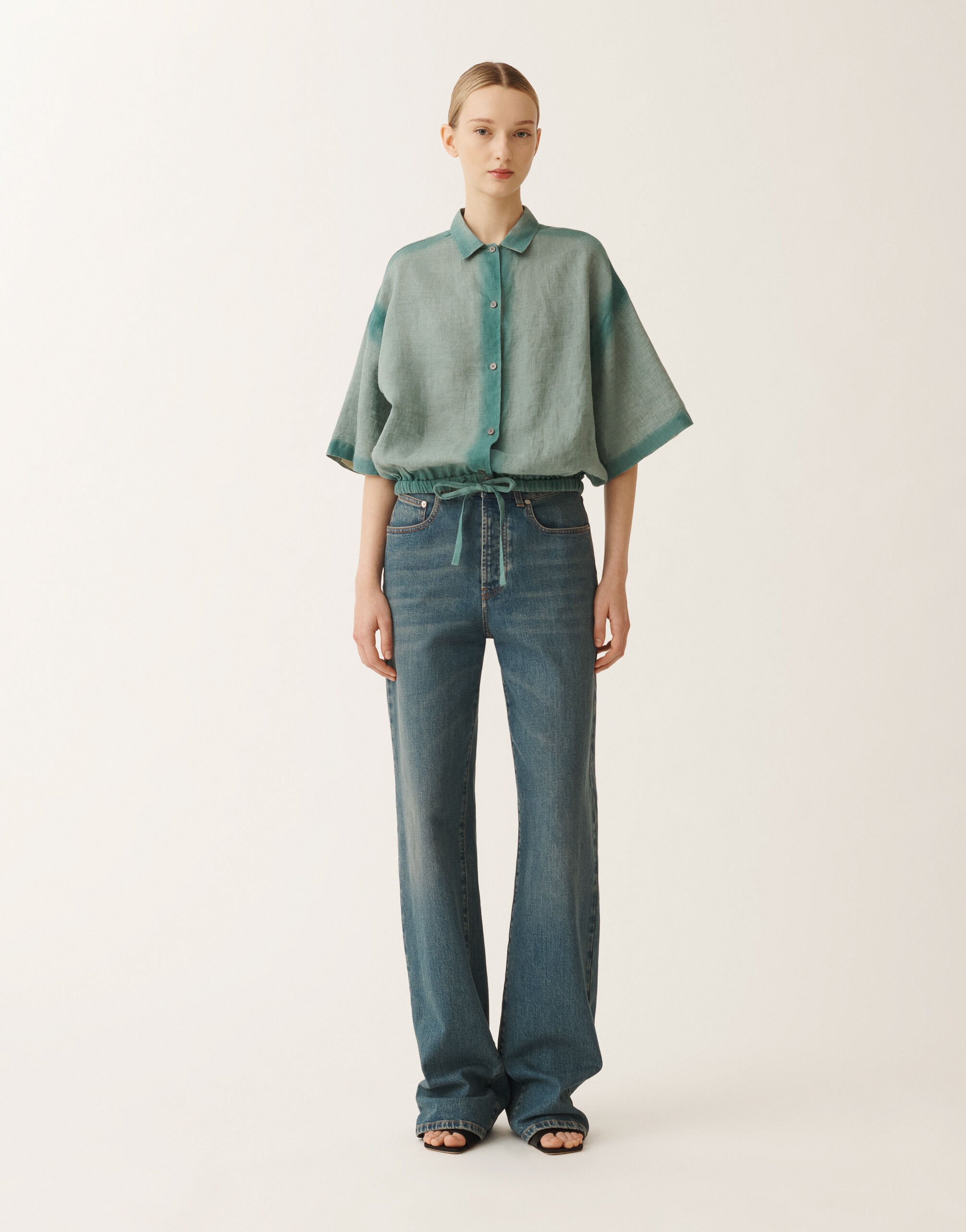 Fabiana Filippi Chemise en toile de lin avec dégradé, bleu pétrole TURQUOISE GCD275F592L3780000