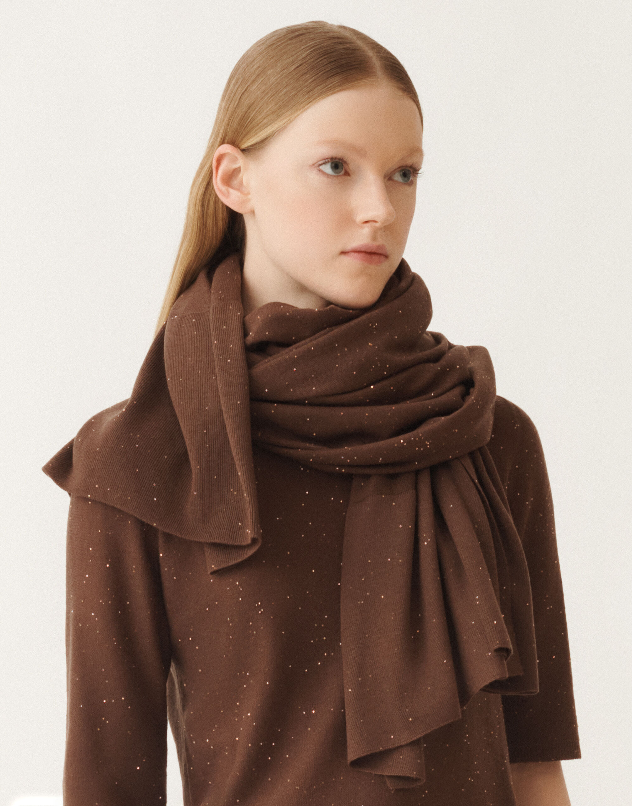 Wool scarf with sequins, ebony for Women | Fabiana Filippi®