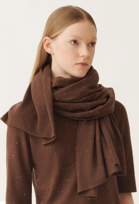 Fabiana Filippi Wool scarf with sequins, ebony BROWN SAD215A873L5570000