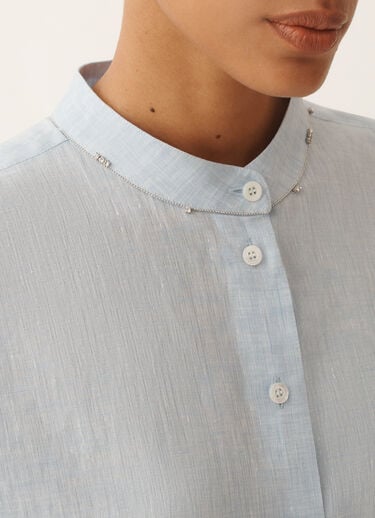 Camicia senza maniche in tela di lino, azzurro cielo Fabiana Filippi Camicia senza maniche in tela di lino, azzurro cielo AZZURRO CIELO CAD276F762M1630000