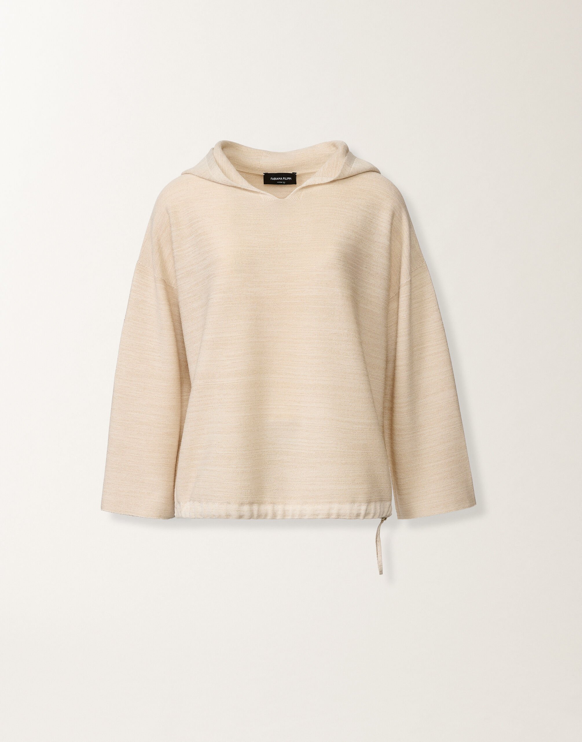 Fabiana Filippi Hooded sweater in wool, cotton, and lurex, cream Butter MAD266F040L7660000