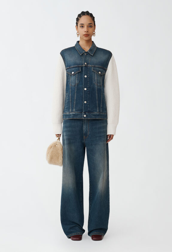 Fabiana Filippi OVERSIZE INDIGO DENIM JACKET WITH KNIT DETAIL BLUE GCD224F679L0920000