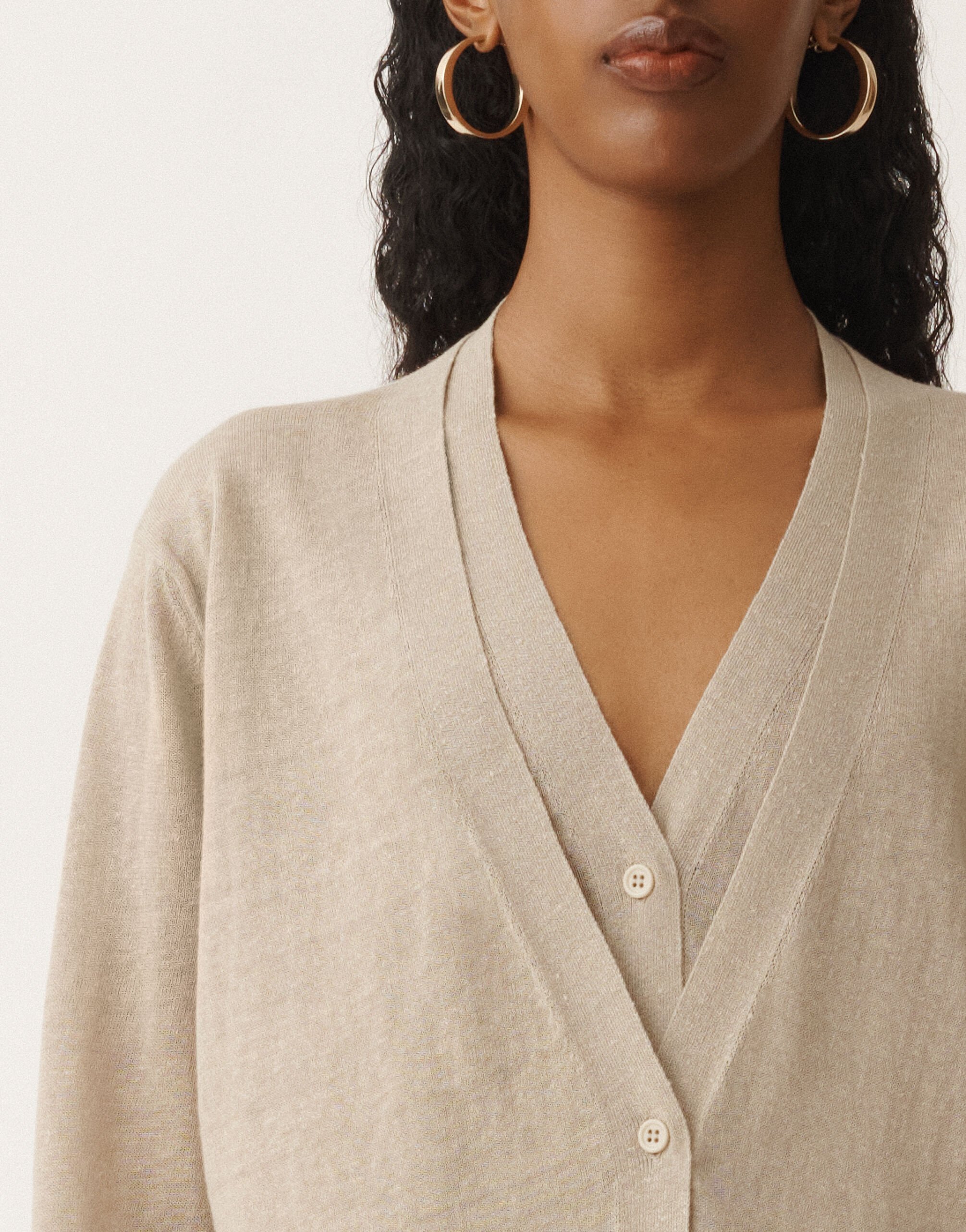 Fabiana Filippi Linen cardigan, greige GREIGE MAD275F339D8560000