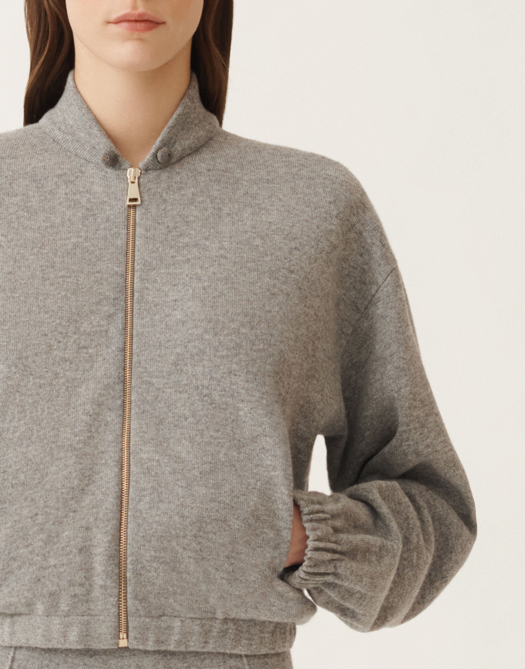 Fabiana Filippi Bomberjacke aus Platinum, felsgrau Grau MAD215F045L5170000