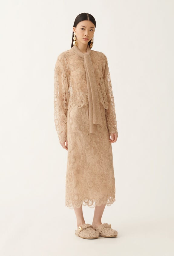 Fabiana Filippi Macramé lace cropped shirt, maple BEIGE CAD215F327L5520000