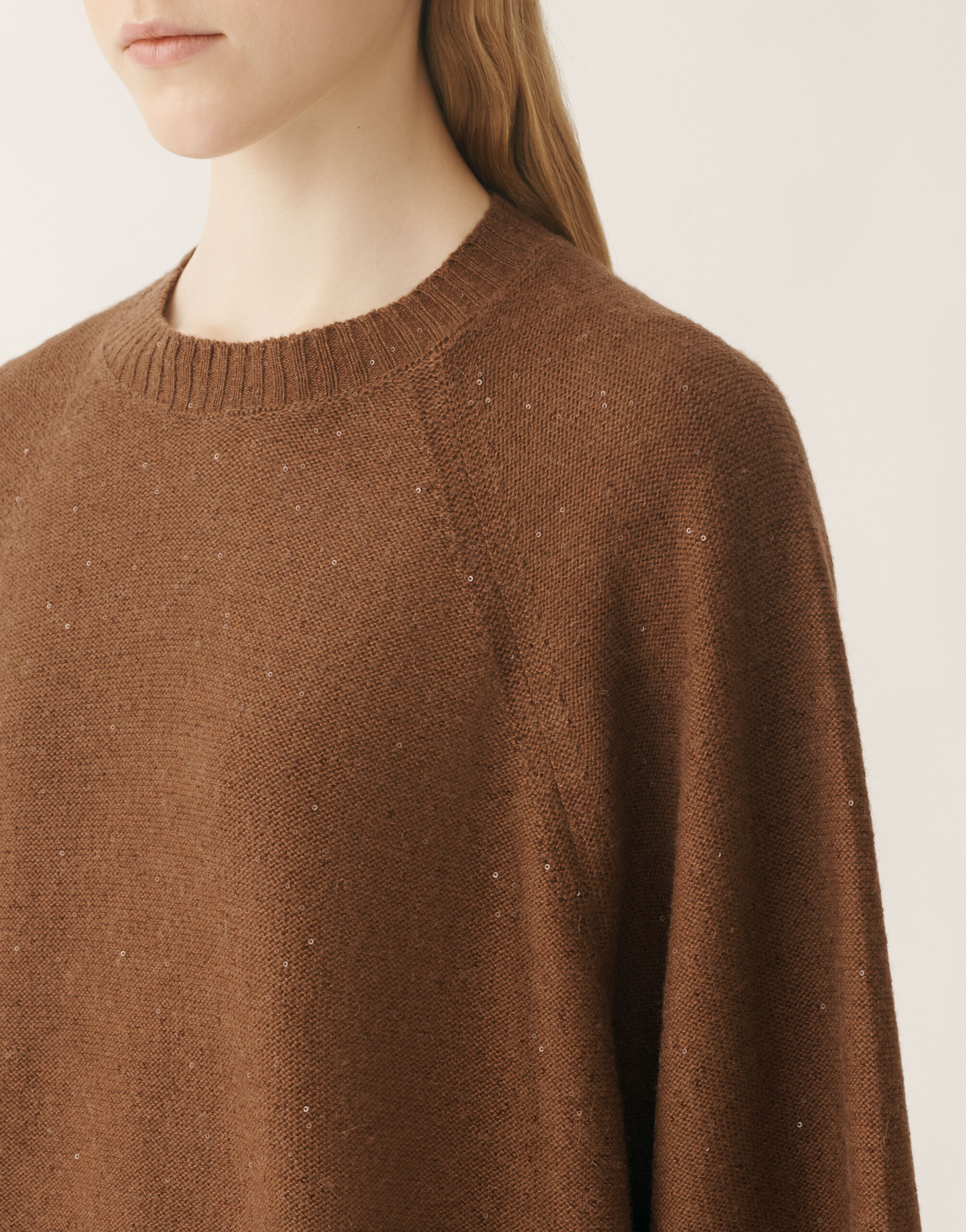 Fabiana Filippi Wool and silk cape with sequins, mahogany BROWN MAD215F067D2960000