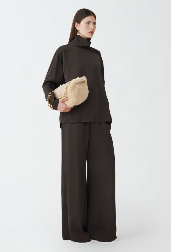 Fabiana Filippi Viscose satin shirt, brown BROWN CAD224F267D6230000