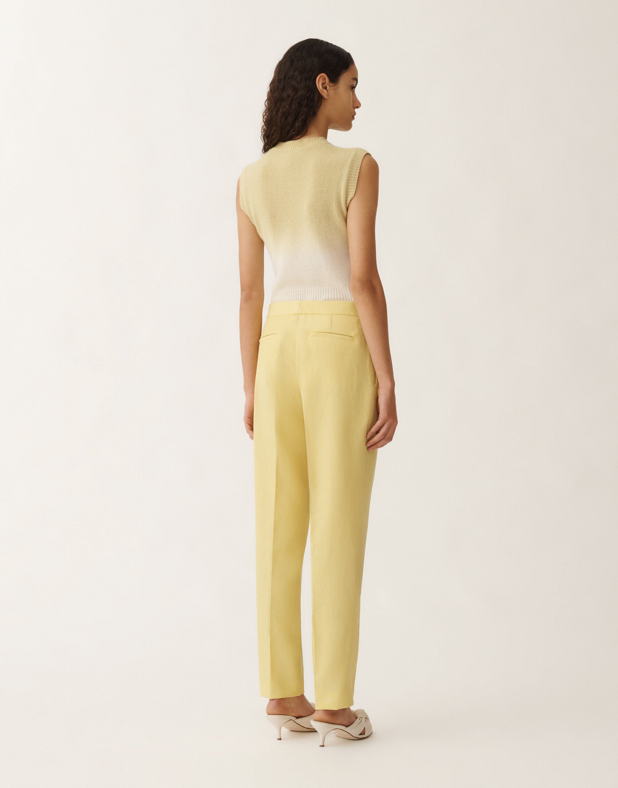 Fabiana Filippi Hose Montefalco aus Geflecht in Wolle und Leinen, zedernfarben GELB PAD265F326D8220000