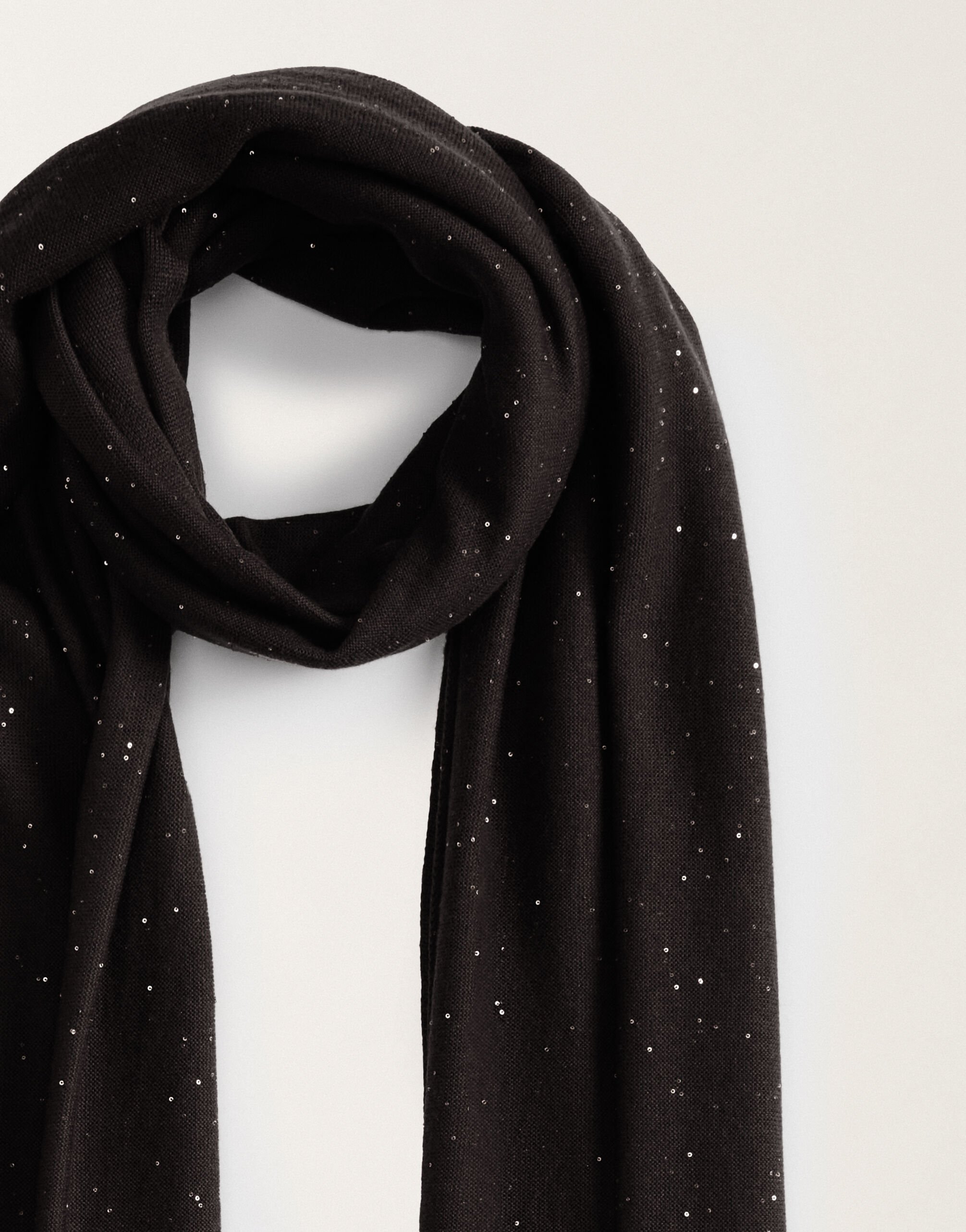 Fabiana Filippi Wool scarf with sequins, black BLACK SAD215A873L5570000