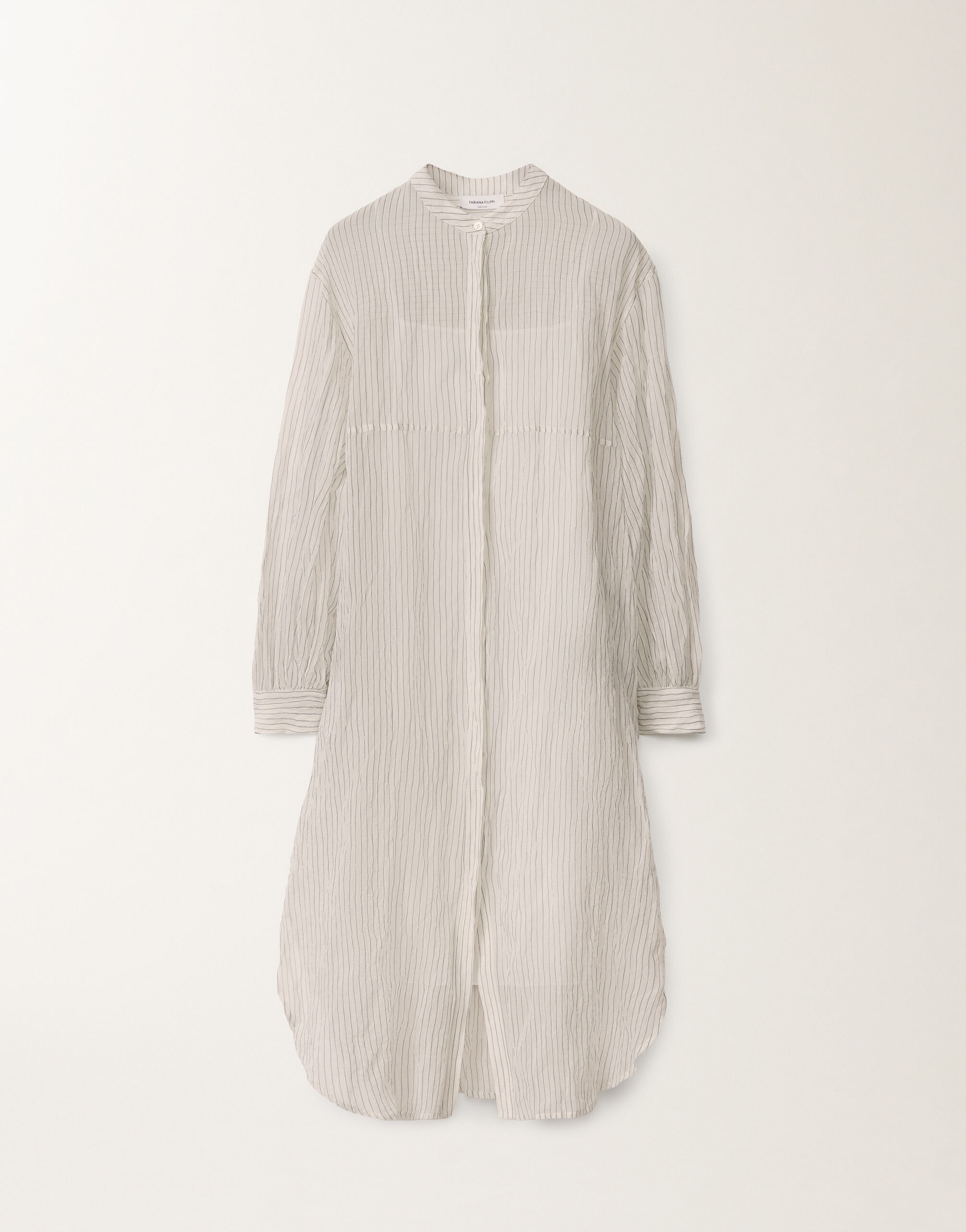 Wavy pinstripe cotton dress, black and white for Women