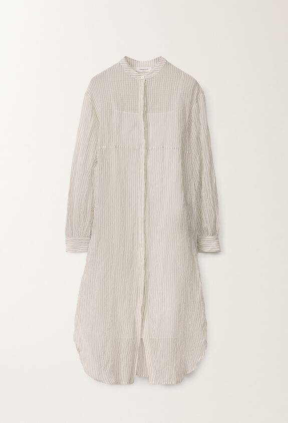 Fabiana Filippi Wavy pinstripe cotton dress, black and white WHITE ABDC02F102H5590000