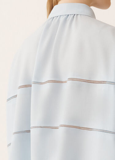 Fabiana Filippi Camicia cropped in fresco lana bistretch, acqua Blu CAD266F309L7710000