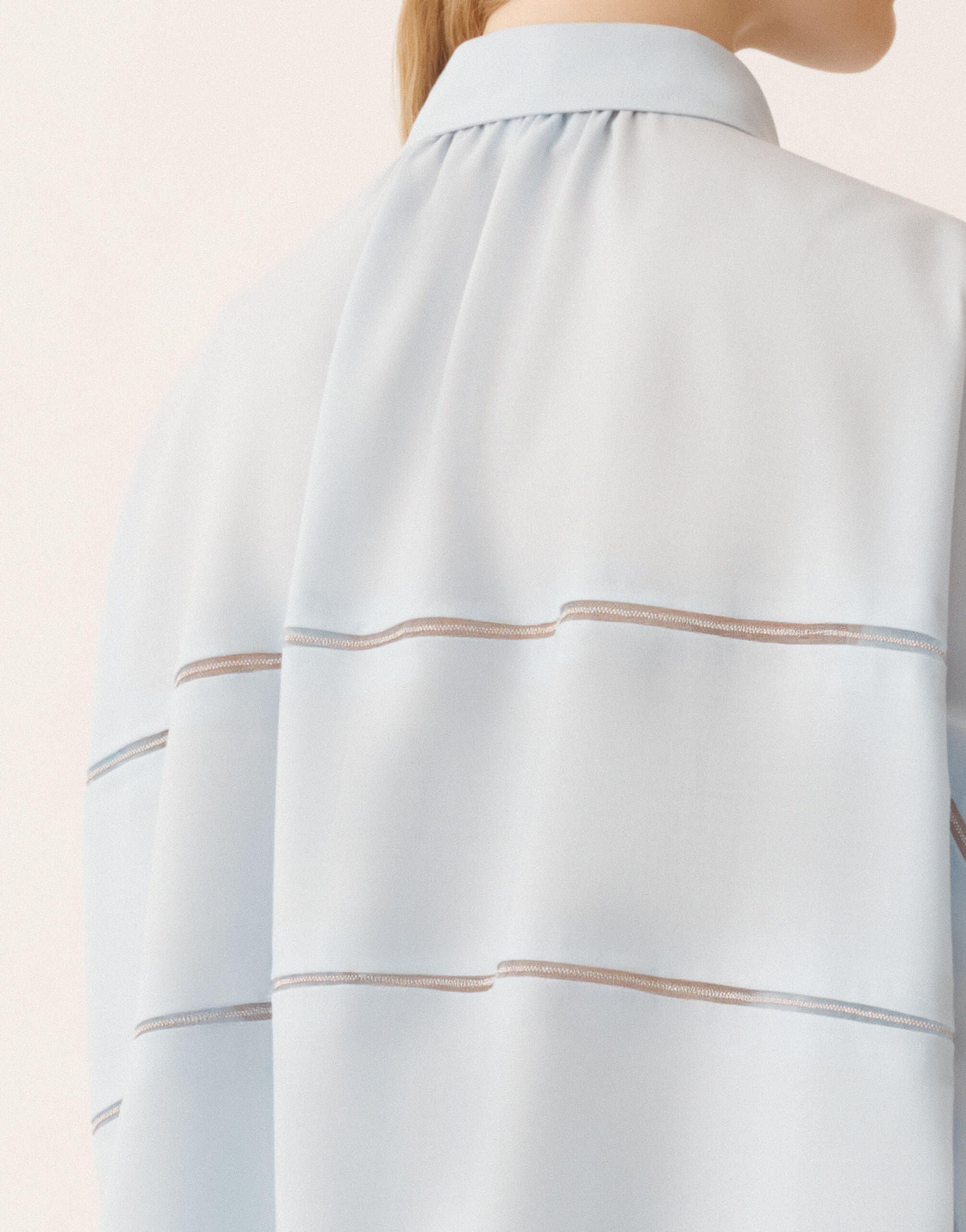 Fabiana Filippi Camicia cropped in fresco lana bistretch, acqua Blu CAD266F309L7710000