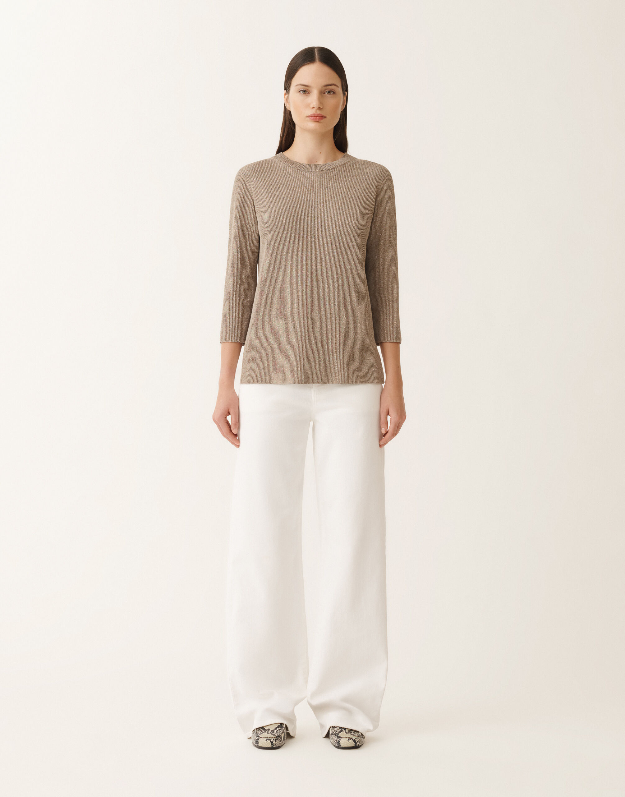 Fabiana Filippi Organic cotton and lurex sweater, clay CLAY MAD275F494L4520000