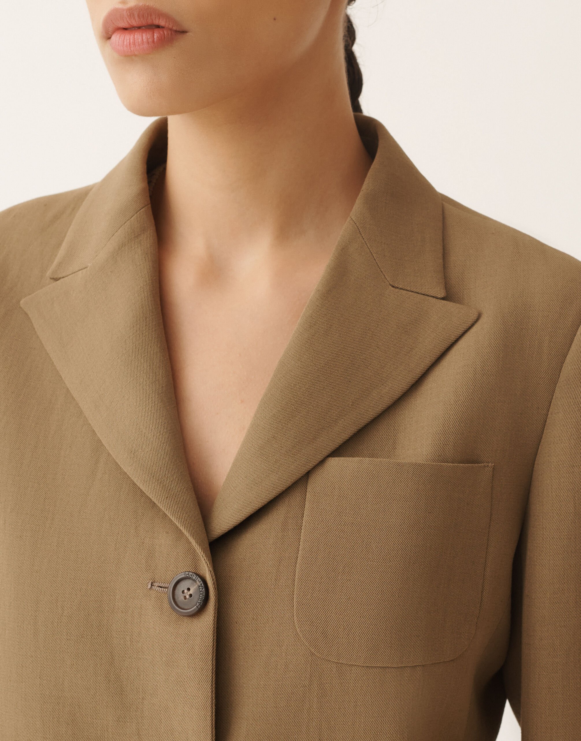 Fabiana Filippi Jacke aus fließendem Leinen und Viskose, schlammfarben SCHLAMM GCD276F662D5440000