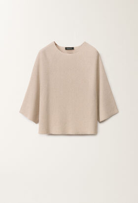 Fabiana Filippi Organic cotton and lurex cape sweater, sand SAND ABD275F625L2330000
