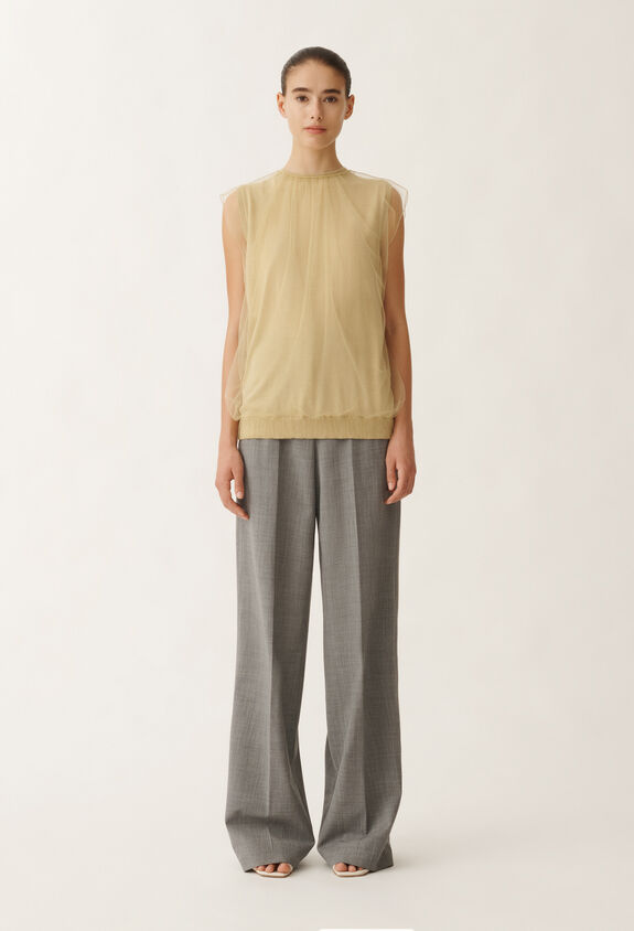 Fabiana Filippi CASHMERE SILK TANK TOP WITH TULLE LAYER YELLOW MAD265F024L2940000