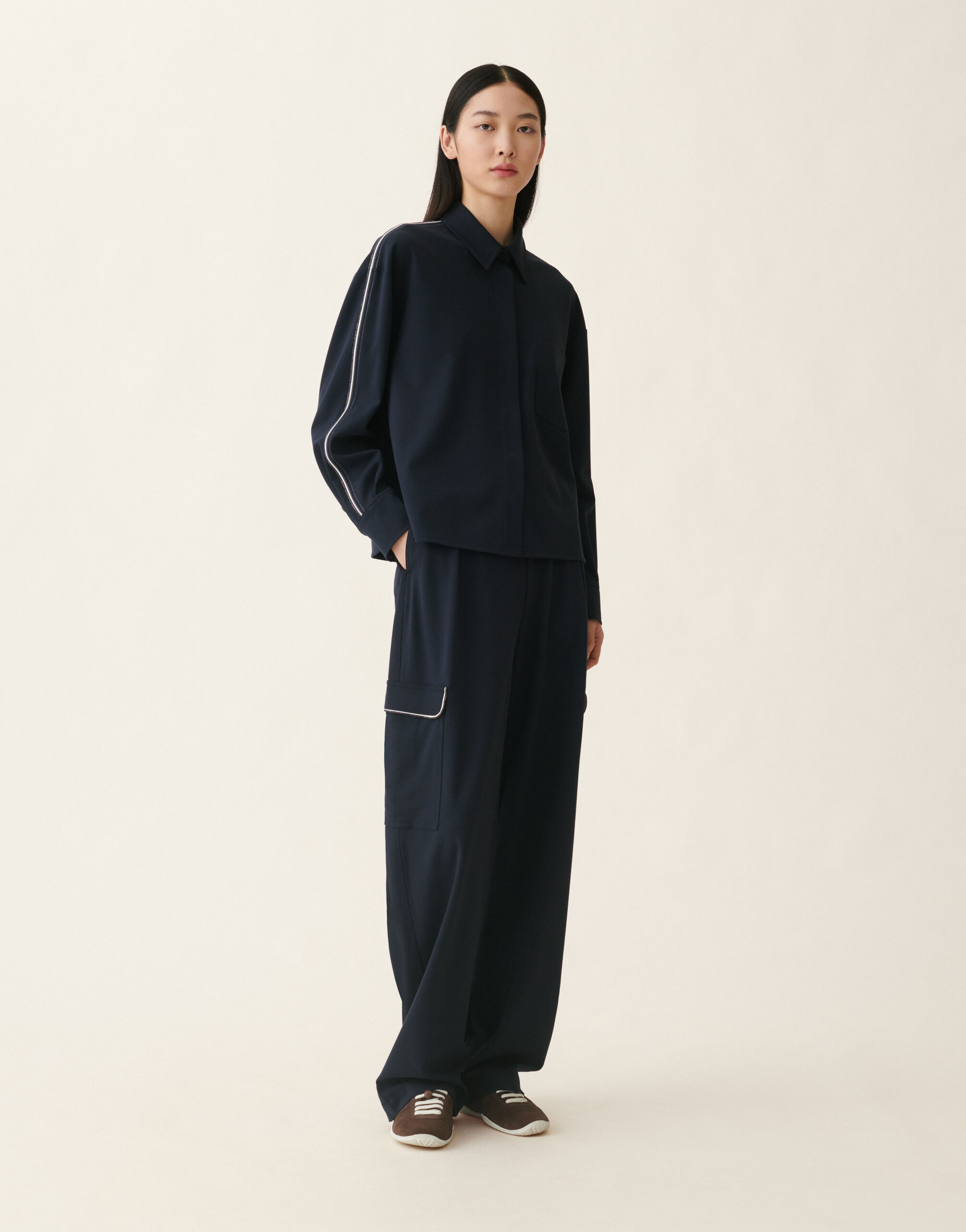 Fabiana Filippi Veste cropped en jersey point Milano, bleu nuit Bleu nuit GCD216F261M3100000