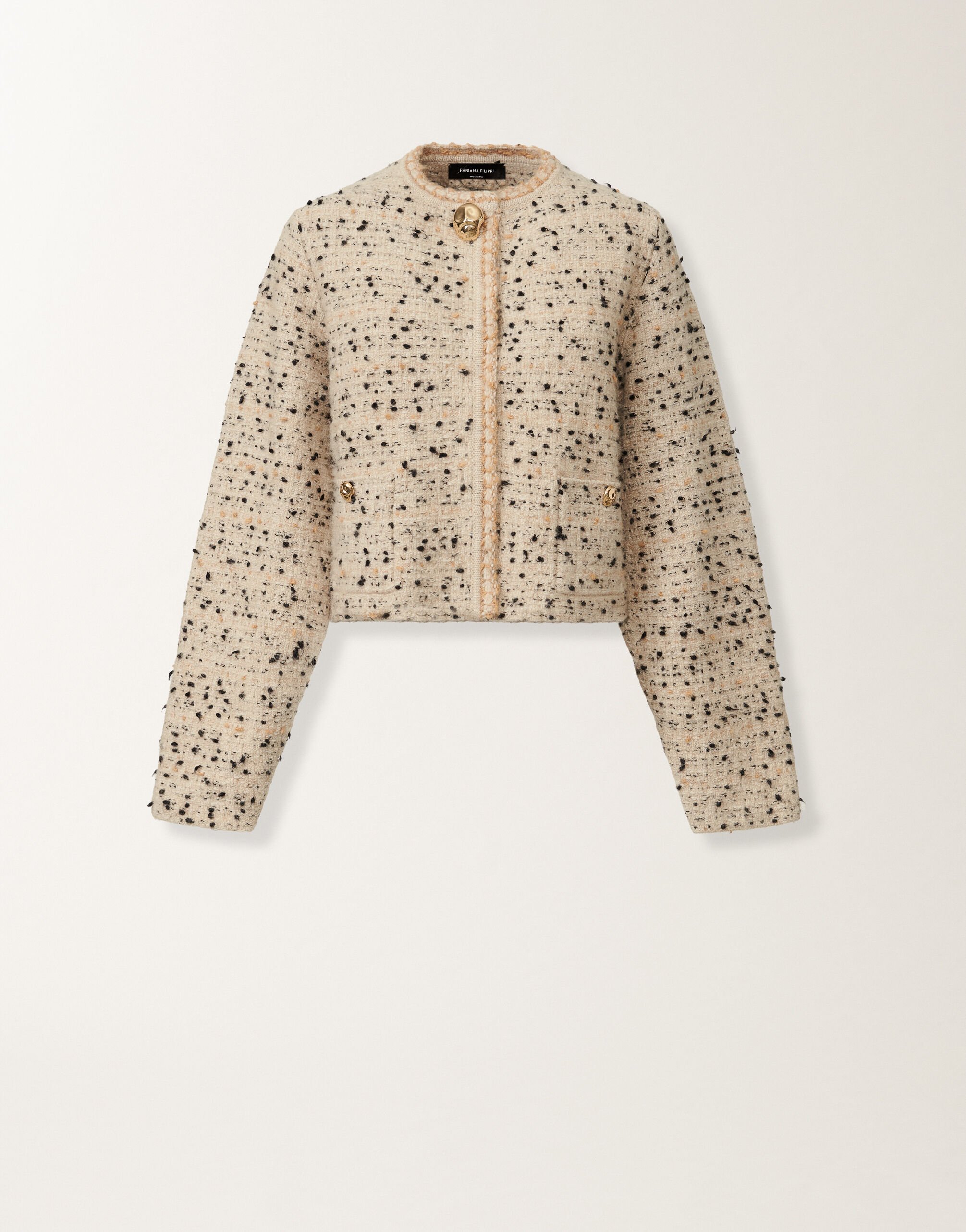 Fabiana Filippi Buttoned tweed jacket, maple and black BEIGE GCD215F122L5450000