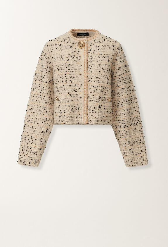 Fabiana Filippi Buttoned tweed jacket, maple and black BEIGE GCD215F122L5450000