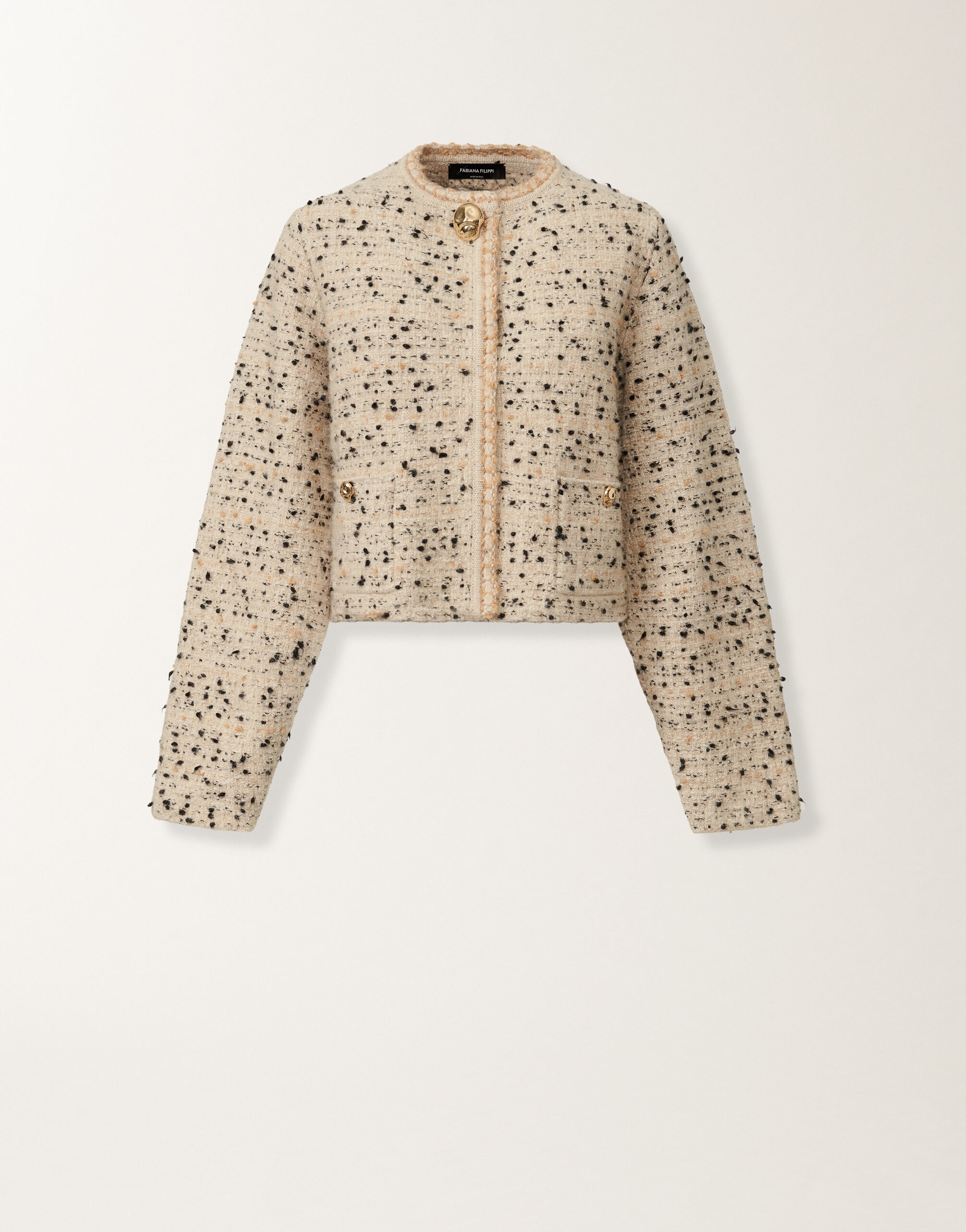 Fabiana Filippi Buttoned tweed jacket, maple and black BEIGE GCD215F122L5450000